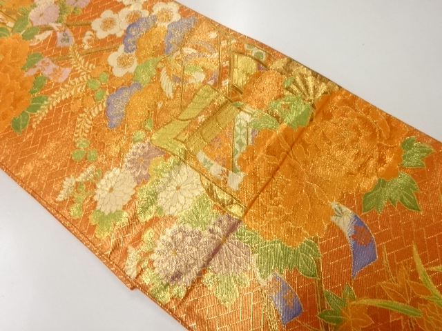 JAPANESE FUKURO OBI / WOVEN FLOWER & BIRD